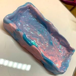Handmade Cotton candy swirl rectangle dish